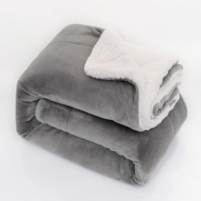 130x160CM Sherpa Blanket Single Sofa Throw Blanket Reversible Microfiber Throw (Flannel Fleece, Plush Sherpa) Single Travel Size Bed Throw, Lightweight, Soft and Warm,Grey