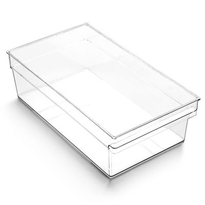 BINO | Plastic Storage Bins, Large - 12 Pack | THE HANDLER COLLECTION | Multi-Use Organizer Bins | Built-In Handle | BPA-Free | Pantry Organization | Home Organization | Fridge Organizer | Freezer Org