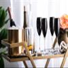 Barski Toasting Flute Glass - Champagne - Flutes - Set of 6 Crystal Glasses - Wedding Toasting Flutes - Black 11 oz Made in Europe view 2