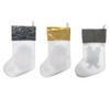 BestPysanky Set of 3 Gold and Silver, on White Felt Santa, Reindeer Christmas Stockings 15 Inches view 3