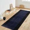 Custom Size Runner Rug Solid Border Design Roll Runner 25 Inch Wide x Your Length Size Choice Slip Skid Resistant Rubber Back Cut to Size (Navy Blue Black, 16 ft x 25 in) view 1