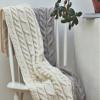 Aran Woollen Mills Cable Throw Blanket, 100% Supersoft Merino Wool, Made in Ireland, Silver Strand, Cream 40" x 60" view 4