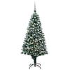 vidaXL Artificial Christmas Tree 82.7" with LEDs, Ball Set, Pine Cones - Green & White - Recyclable PVC, Steel, Plastic - Snow-Tipped, Pointy Branches - Energy-Efficient Decoration view 1