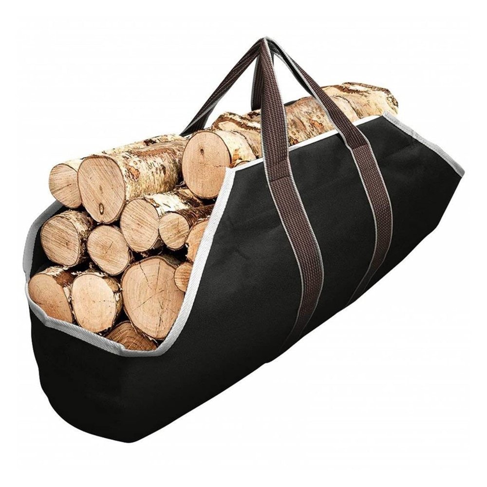 Liudan Firewood Daily Carrier Portable Large Capacity Firewood Bag Canvas Wooden Storage Bag Carrier Outdoor Camping Fireplace Stove Firewood Tote Bag Firewood Carry Bag