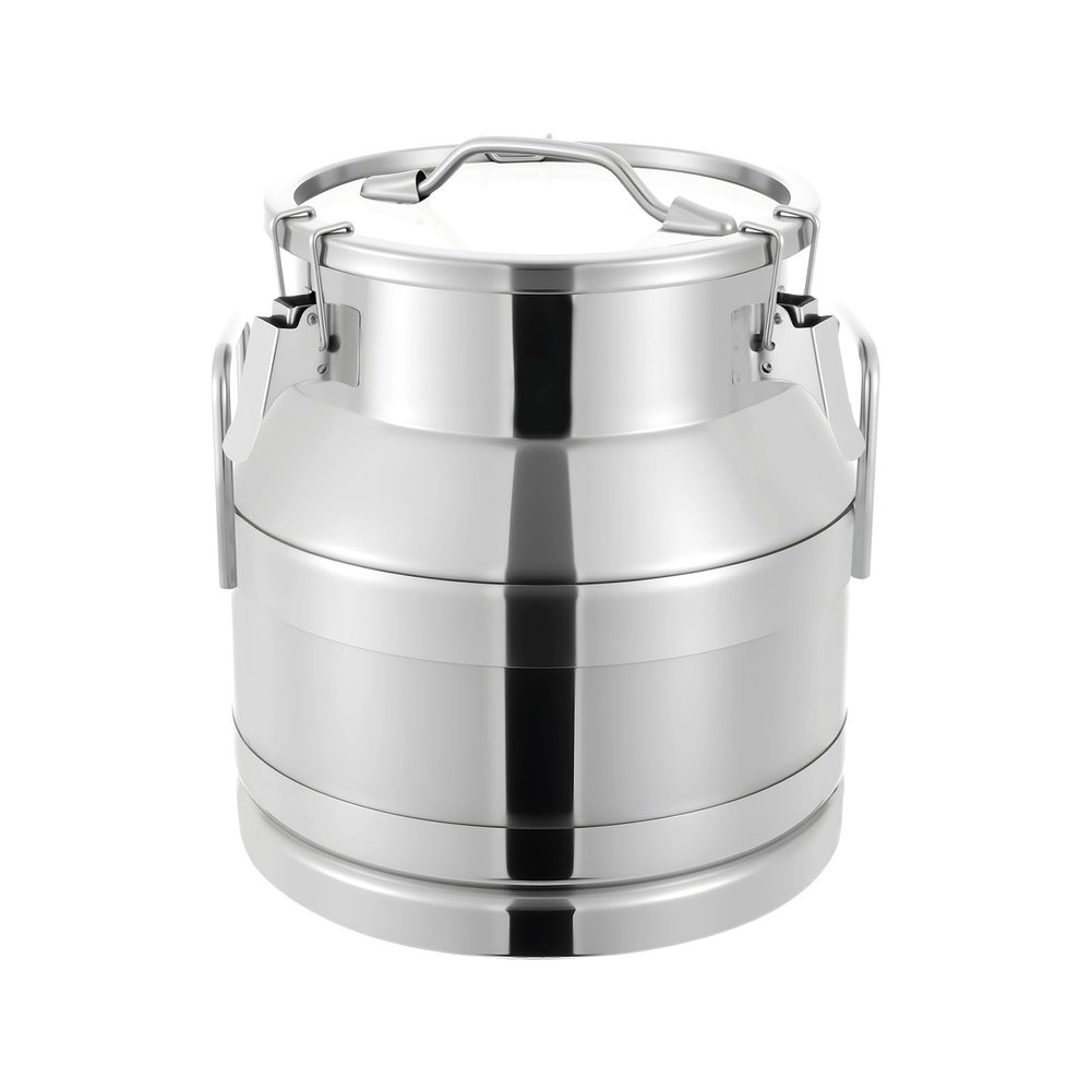 20L Stainless Steel Milk Can, 5 Gallon Heavy Duty Milk Jug Milk Bucket, Old Fashion Milk Jug Vases, Silicone Sealed, Milk Wine Liquid Container Storage, 20 Liters/5 Gallon (US Stock)