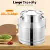 20L Stainless Steel Milk Can, 5 Gallon Heavy Duty Milk Jug Milk Bucket, Old Fashion Milk Jug Vases, Silicone Sealed, Milk Wine Liquid Container Storage, 20 Liters/5 Gallon (US Stock) view 3