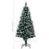 vidaXL Artificial 59.1" Pre-Decorated Christmas Tree with LED Lights, Gold and Bronze Balls, Pinecones, Snow on Tips, Sturdy Metal Base - Green and White view 2