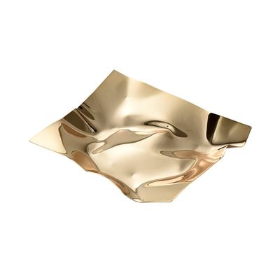 Decorative Trays for Home Decor, Metal Tray End Table, Golden Stainless Steel Fruit Platter Bath Vanity Counter Bathroom Plate for Jewelry Key Walley Glasses Tray for Enterway (Color : Gold)