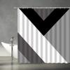 Abstract Geometric Shower Curtain Black White Gray Modern Geometry Triangle Pattern Contemporary Mid Century Art Striped Shapes Fabric Home Bathroom Decor Set with Hooks67" Wx70 H view 2