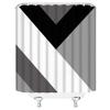 Abstract Geometric Shower Curtain Black White Gray Modern Geometry Triangle Pattern Contemporary Mid Century Art Striped Shapes Fabric Home Bathroom Decor Set with Hooks67" Wx70 H view 3