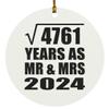 Designsify Christmas Tree Decoration, 69th Anniversary Square Root of 4761 Years As Mr & Mrs 2024, Circle Ornament, Gifts for Birthday Valentines Mom Mothers Fathers Day Party, to Men Women Him view 1