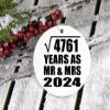 Designsify Christmas Tree Decoration, 69th Anniversary Square Root of 4761 Years As Mr & Mrs 2024, Circle Ornament, Gifts for Birthday Valentines Mom Mothers Fathers Day Party, to Men Women Him view 3