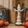 12" Skeleton Candelabra White Polyresin view 2