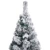 vidaXL Slim PVC Artificial Christmas Tree with LED Lights & Ball Set - Eco-Friendly, Reusable, Flocked White Snow, Energy-efficient Lights, Green & Gold view 3