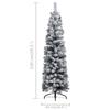 vidaXL Slim PVC Artificial Christmas Tree with LED Lights & Ball Set - Eco-Friendly, Reusable, Flocked White Snow, Energy-efficient Lights, Green & Gold view 4