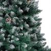 'vidaXL Artificial Christmas Tree with LEDs, Ball Set, Pinecones - Green & White, 82.7" Height, PVC, Steel, Plastic Construction with Metal Base, Indoor Celebratory Decor view 4