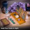 Curawood Tarot Card Holder Stand - Display Your Daily Draw - Witchy Gifts for Women, Tarot Accessories, Wiccan Altar Supplies, Witchcraft Decor, Divination Tools - 3-Card Stand with Etched Moon view 3