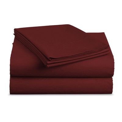 100% Cotton 4PC Top Split Head Sheet Set for Adjustable Bed 800 TC Premium Cotton Yarns Best Sateen Weave Sheet Comfort 34" Split Down from The Top Fits upto 18" DP Top Split Cal King-Wine