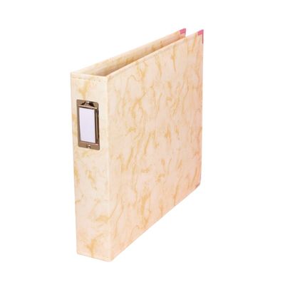 Craftelier - Eco-Leather Ring Album with 5 Plastic Sleeves of 12" x 12" (30.5 x 30.5 cm) | 3 Silver Metal D-Ring System and Label Holder | Size 33.02 x 38.1 x 7.62 cm - Marble Yellow Colour