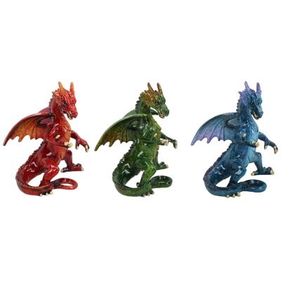 AB Tools Standing Dragon Set of 3 Resin Fantasy Sculpture Statue Home Ornament Figurine