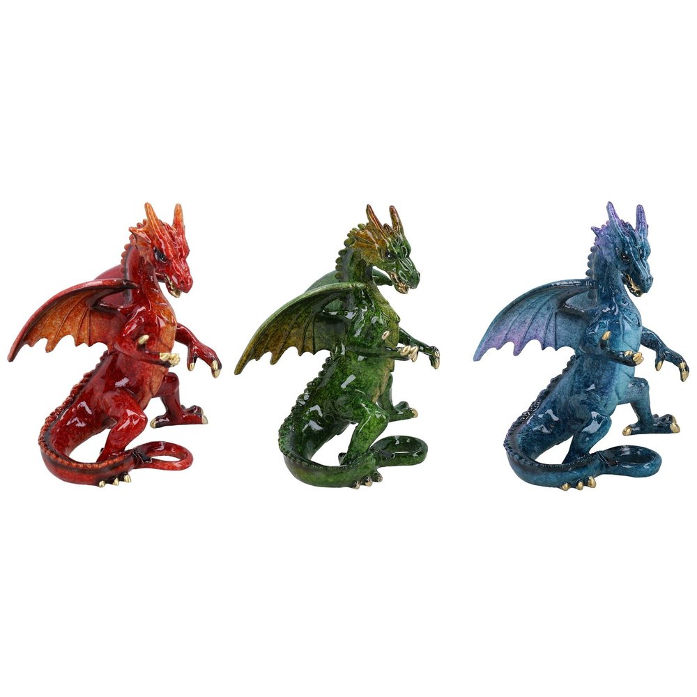 AB Tools Standing Dragon Set of 3 Resin Fantasy Sculpture Statue Home Ornament Figurine