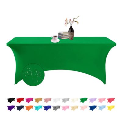 eccwai Spandex 6ft Waterproof Table Cover for Party,Wedding, Banquet, and Events(Emerald)