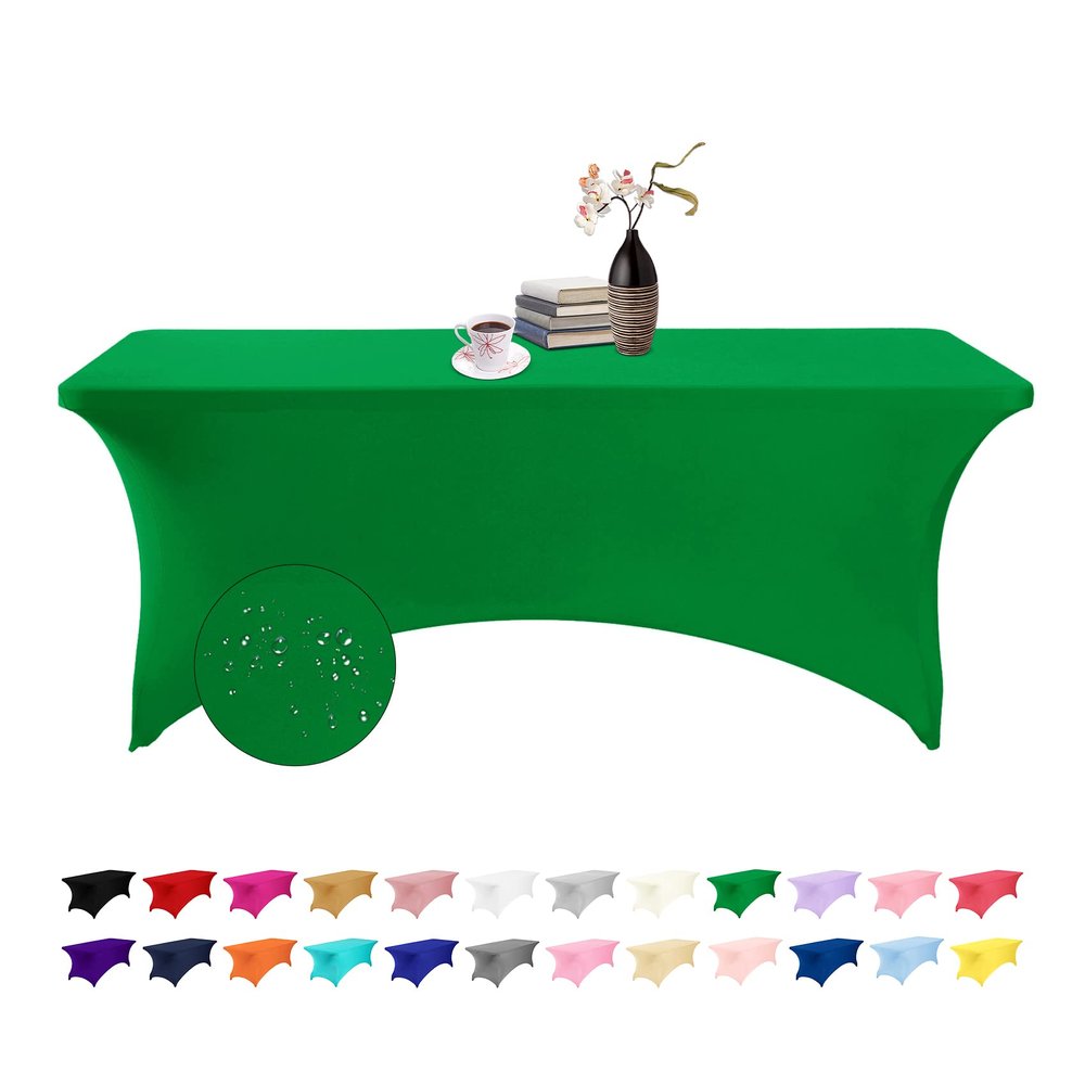 eccwai Spandex 6ft Waterproof Table Cover for Party,Wedding, Banquet, and Events(Emerald)