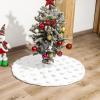 GOODSH White Christmas Tree Skirt Large Faux Fur Xmas Tree Mat with Sequin Maple Leaf, Holiday Party Christmas Tree Decorations Ornaments Indoor Outdoor,Silver-122cm(48inch) view 2