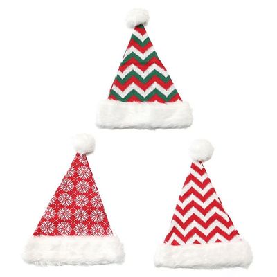 Ruluti 3pcs Santa Hat Unisex Christmas Hats Xmas Holiday Cap Extra Thicken Classic Santa Hats for Party Christmas