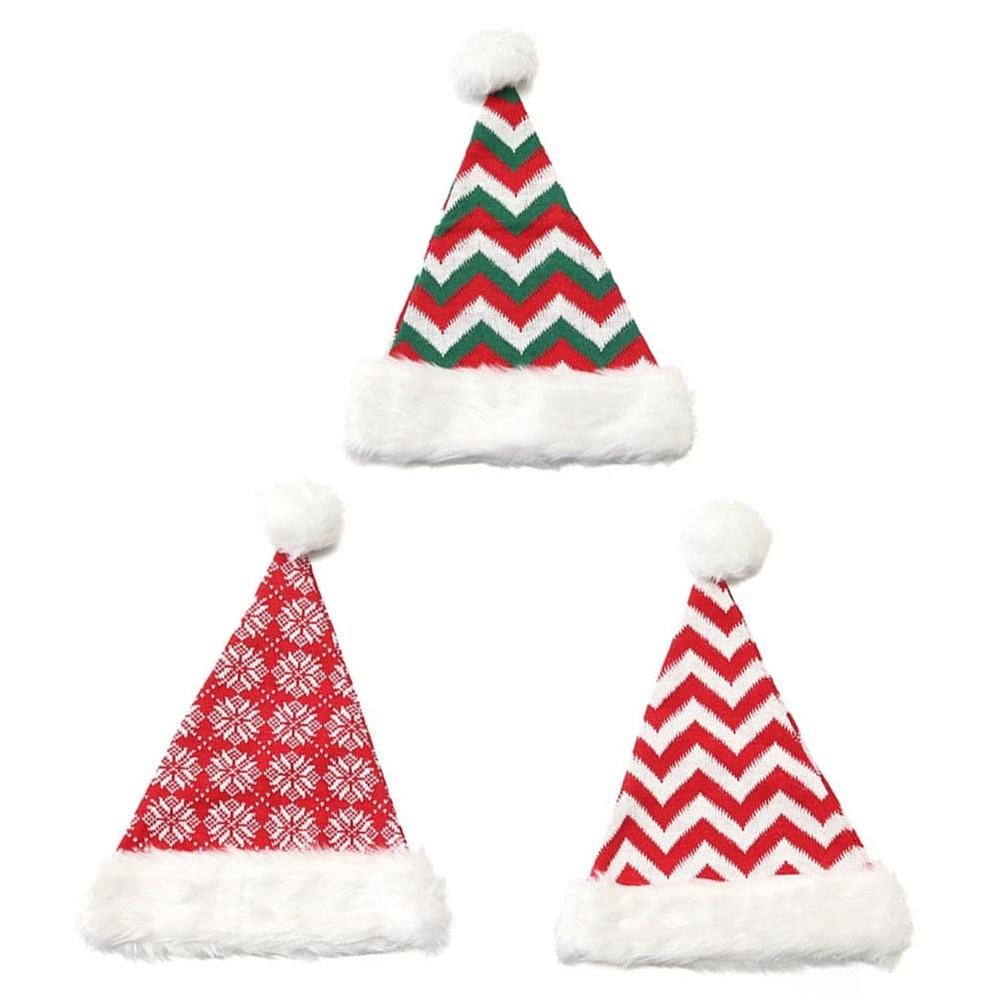 Ruluti 3pcs Santa Hat Unisex Christmas Hats Xmas Holiday Cap Extra Thicken Classic Santa Hats for Party Christmas