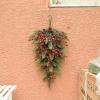 QSDGFH Wintry Pine Tear Drop Swag, 27.6in Christmas Swag with Pine Cones Red Berry Artificial Teardrop Wreath for Holiday Party Front Door view 3