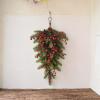 QSDGFH Wintry Pine Tear Drop Swag, 27.6in Christmas Swag with Pine Cones Red Berry Artificial Teardrop Wreath for Holiday Party Front Door view 4