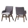 BOWERY HILL 32.68" H Mid-Century Fabric Dining Arm Chair in Gray (Set of 2) view 1