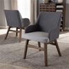 BOWERY HILL 32.68" H Mid-Century Fabric Dining Arm Chair in Gray (Set of 2) view 2