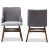 BOWERY HILL 32.68" H Mid-Century Fabric Dining Arm Chair in Gray (Set of 2) view 4