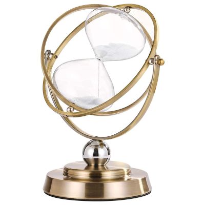 Brass Hourglass 60 Minute Sand Clock Timer:720 Rotating Antique White Sand Watch 60 Min,Antiguo Reloj De Arena 1 Hora,Large Metal One Hour Glass Sandglass for Office Desk Home Wedding Gift Decorative