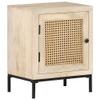 vidaXL Cabinet, Side End Table with Storage, Accent Table for Bedroom Closet Living Room, Industrial Style, Solid Wood Mango and Natural Cane view 1