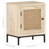vidaXL Cabinet, Side End Table with Storage, Accent Table for Bedroom Closet Living Room, Industrial Style, Solid Wood Mango and Natural Cane view 2