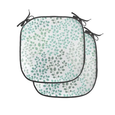 Ambesonne Leaf Chair Seating Cushion Set of 4, Pattern Leafage Branches Silhouette Nature Theme Foliage Forest, Anti-Slip Seat Padding for Kitchen & Patio, 16"x16", Sage Green Turquoise