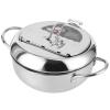 Frying Pot, Japanese Fryer Pot, Stainless Steel Deep Frying Cookware with Thermometer, Lid, Oil Drip Drainer Rack(Large 24cm) view 1