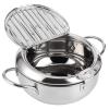 Frying Pot, Japanese Fryer Pot, Stainless Steel Deep Frying Cookware with Thermometer, Lid, Oil Drip Drainer Rack(Large 24cm) view 3