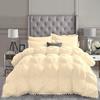 5 Piece Amuze Bedding Pom Pom Pinch Pleated Comforter Set 800 TC 100% Egyptian Cotton, White Vintage Pom-Pom Fringe Super Soft (King/Cal King , Ivory ) view 2