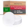 Disposable Plastic Plates with Rim Design, Organic Round Dinnerware Bulk Order for Wedding, Birthday & All Occasions (White, 7.5" Salad Plates (120 Plates)) view 1