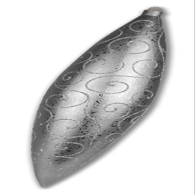 19" Finial Ornament Silver with Silver Glitter Swirl