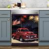 Barn Star Dishwasher Magnetic Cover American Flag Sticker Country Truck Refrigerator Door Magnet,Fireworks Vinyl Panel Decal Kitchen Decoration Home Appliance Stickers for Fridge 23"x17" view 2