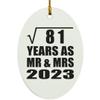 Designsify Christmas Tree Decoration, 9th Anniversary Square Root of 81 Years As Mr & Mrs 2023, Oval Ornament, Gifts for Birthday Valentines Mom Mothers Fathers Day Party, to Men Women Him Her view 1