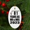 Designsify Christmas Tree Decoration, 9th Anniversary Square Root of 81 Years As Mr & Mrs 2023, Oval Ornament, Gifts for Birthday Valentines Mom Mothers Fathers Day Party, to Men Women Him Her view 3