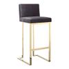 Pangea Home Dexter 30" Modern Velvet & Polished Steel Bar Stool in Gray/Gold view 1