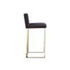 Pangea Home Dexter 30" Modern Velvet & Polished Steel Bar Stool in Gray/Gold view 3