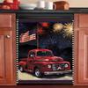 Barn Star Dishwasher Magnetic Cover American Flag Sticker Country Truck Refrigerator Door Magnet,Fireworks Vinyl Panel Decal Kitchen Decoration Home Appliance Stickers for Fridge 23"x26" view 2